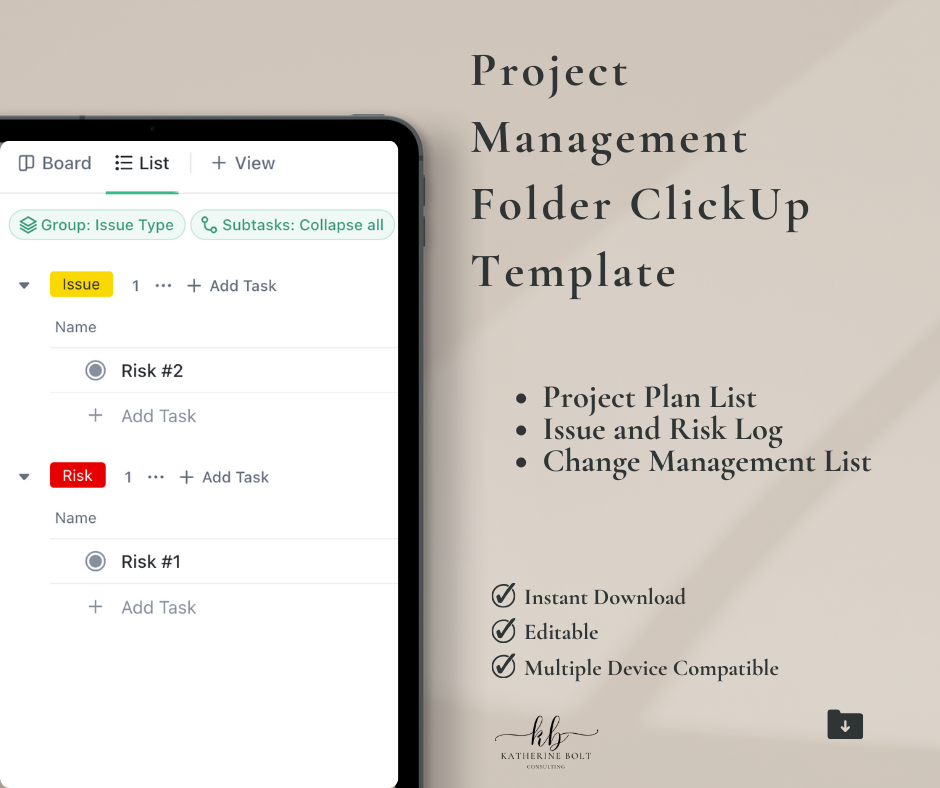 Project Management ClickUp Folder Template | Unlimited Plan Compatible