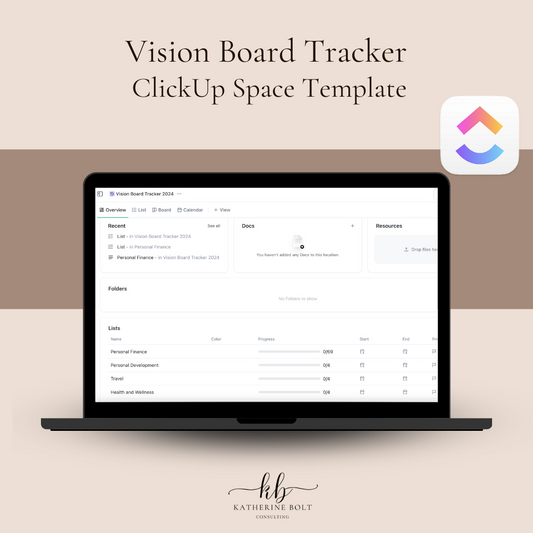 Vision Board ClickUp Space Level Template: Achieve Your Goals - Free Forever Compatible